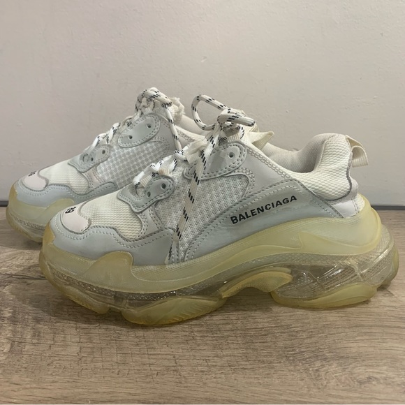 Men's Women's BALENCIAGA White TRIPLE S Clear PLATFORM Designer SNEAKERS M 6 - Picture 2 of 6